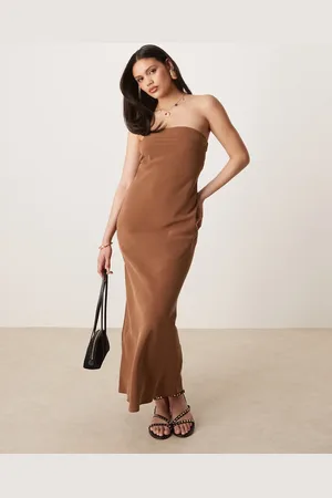 ASOS Bandeau maxi dress in chocolate