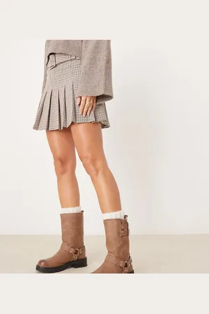 Glamorous Harness biker boots in washed beige