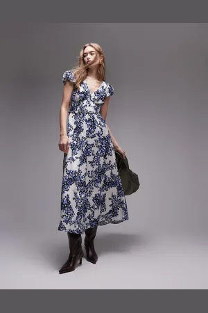 & OTHER STORIES & maxi dress with tier hem and ruffle sleeves in porcelain floral print