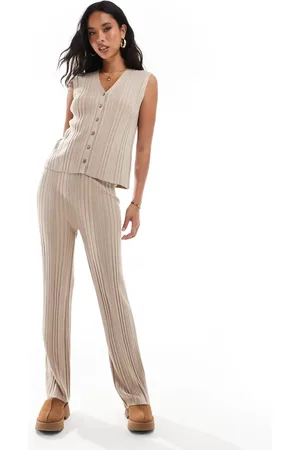 In The Style Knitted trousers co-ord in light brown