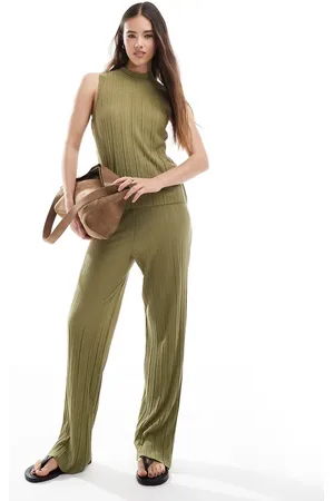 VERO MODA Plisse trouser co-ord in khaki