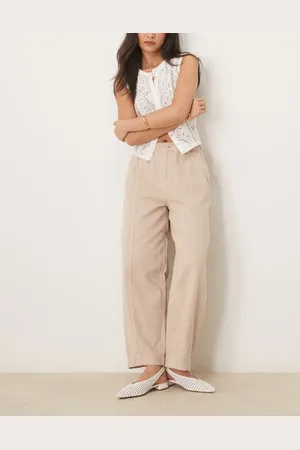 ASOS Laundered pull on trousers with seam detail in washed stone