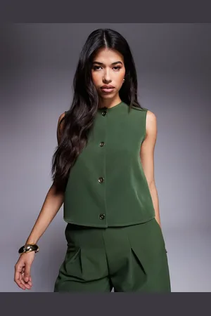 ASOS Button front sleeveless co-ord top in khaki
