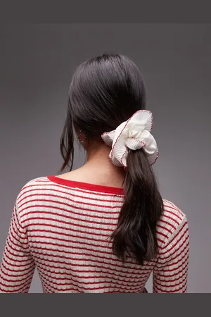 & OTHER STORIES & large hair scrunchie with red trim in