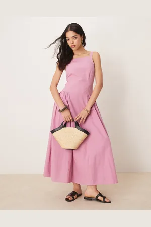 ASOS Square neck dropped waist midi dress in smokey
