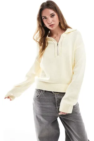 Cotton On Cotton On half zip collared sweater in lemon icing
