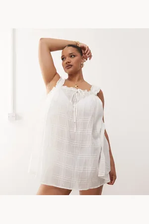 COLLUSION Plus check swing beach dress in