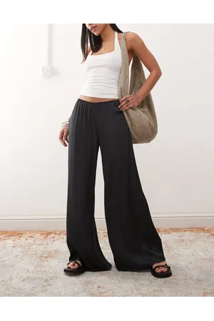 Weekday Wide leg satin trousers in off