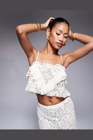 AFRM Ruffle lace top in cream