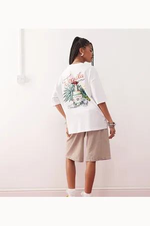 COLLUSION Tequila print graphic t shirt in white