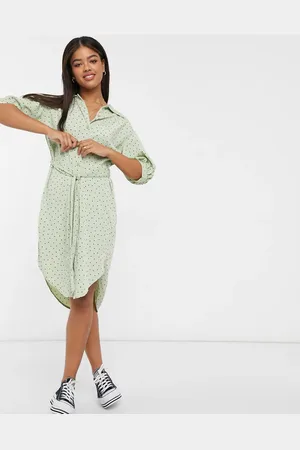 Monki Valma spot print midi dress in