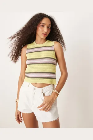 JJXX Knitted top in green pink stripe