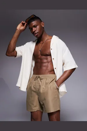 ASOS Swim shorts in mid length in dark stone