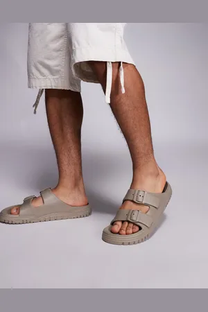 Armani Exchange Double strap slides in beige