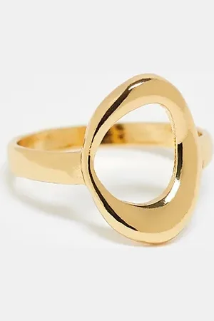 ASOS ASOS DESIGN Curve 14K plated ring with molten circle design