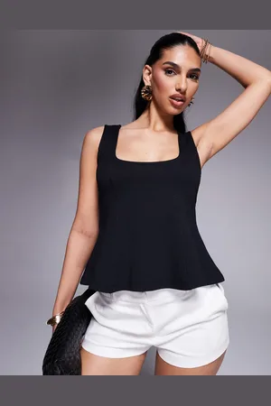 ASOS Premium ponte cinched waist corset top in