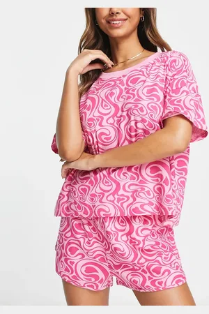 Monki Heart swirl print tee and short pyjama set in