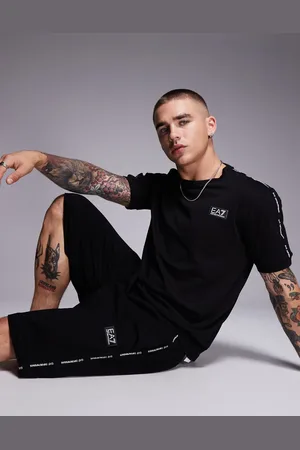 EA7 Armani cuffed sweat shorts co-ord with logo tape detail in