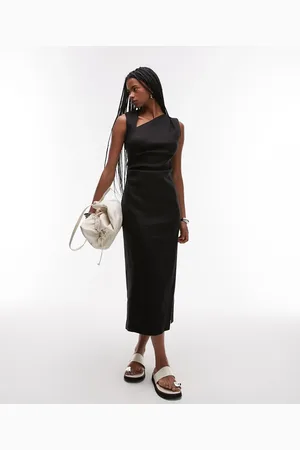 MANGO Cut out shoulder midi dress in