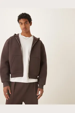 ASOS Heavyweight scuba boxy oversized zip through hoodie in