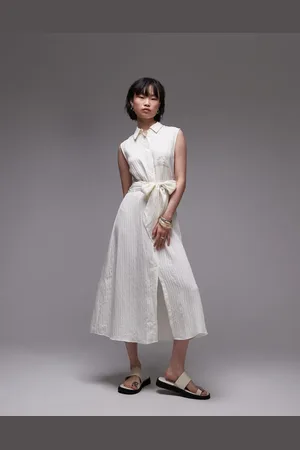 MANGO Sleeveless bow front midi dress in