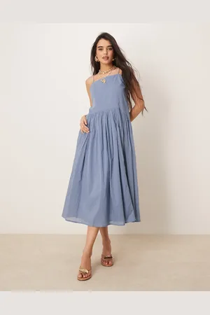 ASOS Dropped waist midi dress in boyfriend