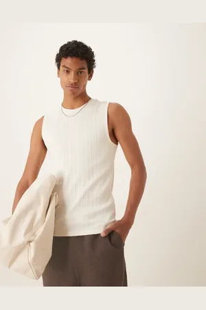 ASOS Muscle fit textured rib tank in cream