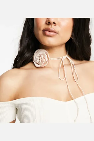 Reclaimed Flower corsage choker necklace in blush pink