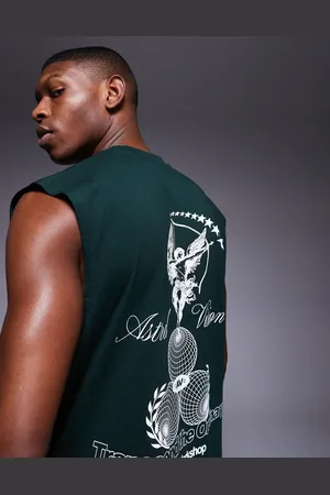 ASOS Oversized tank with front and back print in dark green