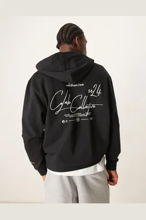 ASOS Oversized zip through hoodie with chest and back print in