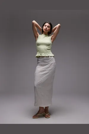 MANGO Capsule premium textured midi skirt in