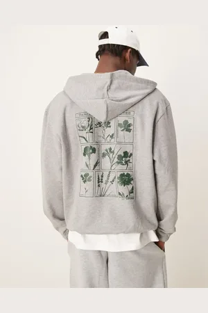 ASOS Oversized hoodie with chest and back print in marl