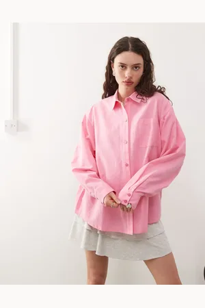 COLLUSION Oversized linen blend shirt in pink