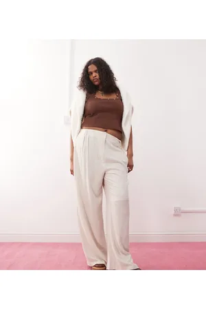 COLLUSION Plus relaxed linen trousers in stone