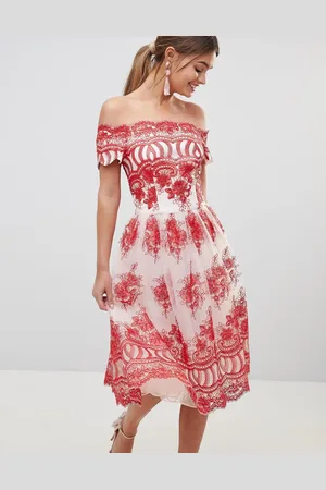 Chi Chi London Premium Lace Dress with Placement Embroidery