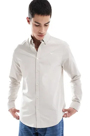 Threadbare Long sleeve oxford shirt in stone