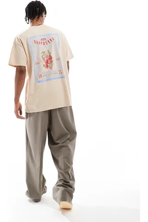 Threadbare 180 GSM oversized cotton graphic t-shirt in stone