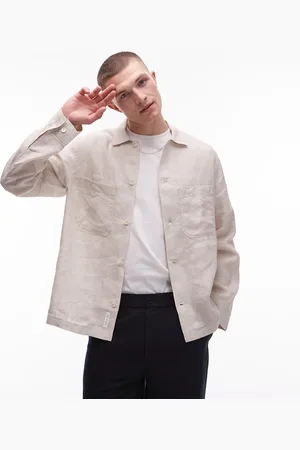 ARKET Linen shirt with front pockets in beige