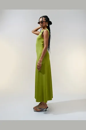 ASOS Cotton sleeveless midi sundress in khaki