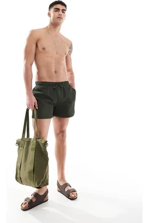 River Island Seersucker swim trunks in khaki