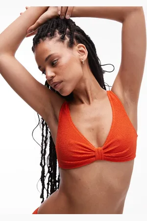 & OTHER STORIES & crinkle triangle knot bikini top in