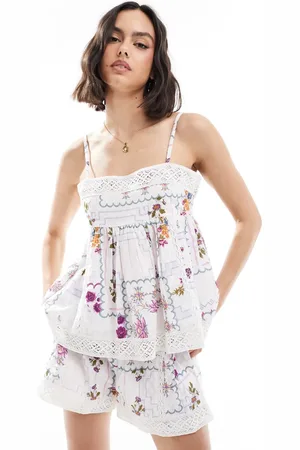 ASOS Lace trim tablecloth print lace trim co-ord cami