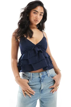 Hollister Spaghetti strap v neck tiered top in