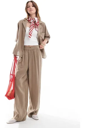 ONLY Linen mix wide leg trouser co-ord in