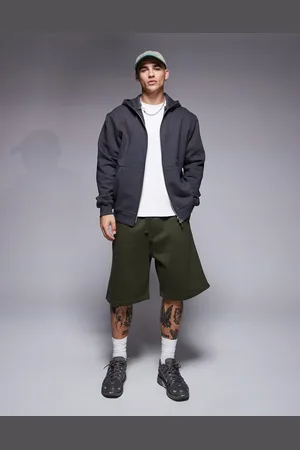 ASOS Premium heavyweight oversized shorts 400gsm in dark khaki