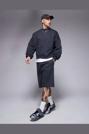 ASOS Premium heavyweight oversized shorts 400gsm in charcoal