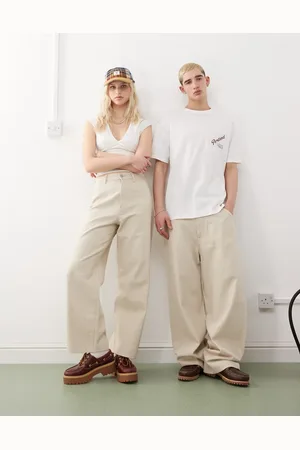 Weekday Astro Unisex linen blend trousers in beige