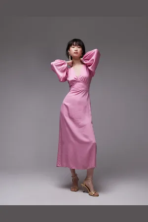 & OTHER STORIES & midi dress with side splits and volume sleeves in