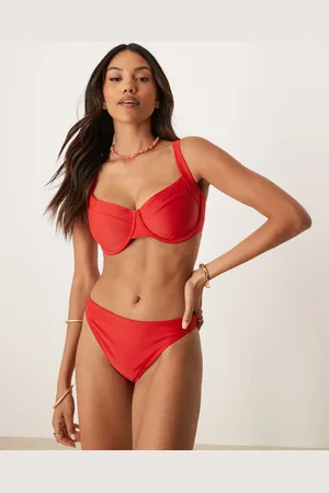 Abercrombie & Fitch Curve wide strap bikini top co-ord in