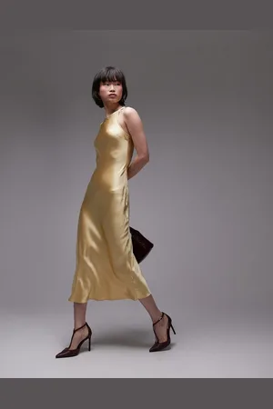 & OTHER STORIES & bias cut satin midi dress in light yellow